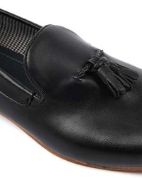 Topman Black Faux Leather Tassel Loafers