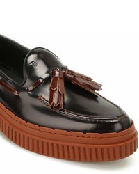 Tod's Two Tone Leather Tassel Loafers