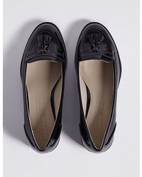 Marks and Spencer Wide Fit Leather Block Heel Tassel Loafers