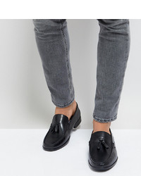 Silver Street Wide Fit Tassel Loafers In Black Leather