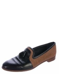 Sergio Rossi Woven Leather Loafers