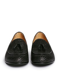 Giorgio Armani Woven Leather Tassel Loafers