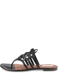 Cole Haan Claudia Leather Lace Up Thong Sandal Black