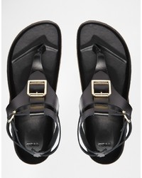 Asos Collection Fimble Footbed Toe Post Leather Sandals