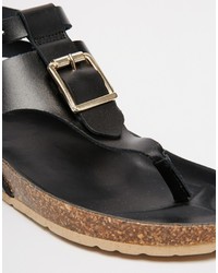 Asos Collection Fimble Footbed Toe Post Leather Sandals