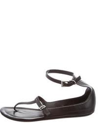 Prada Leather Buckles Thong Sandals