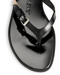 Burberry Maisie Leather Check Thong Sandals