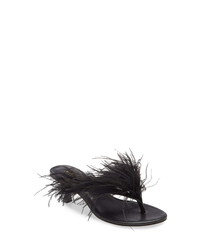 Cult Gaia Myra Ostrich Feather Embellished Slide Sandal