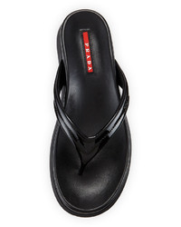 Prada Patent Leather Thong Sandal Nero