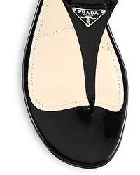 Prada Patent Leather Wedge Thong Sandals