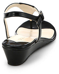 Prada Patent Leather Wedge Thong Sandals