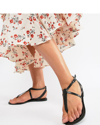 ASOS DESIGN Wide Fit Forbes Leather Flat Sandals