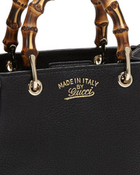 Gucci Bamboo Shopper Mini Leather Top Handle Bag Black