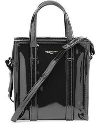 Balenciaga Bazar Medium Patent Shopper Tote Bag Black