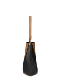 Lanvin Black And Tan Large Asymmetric Bucket Tote