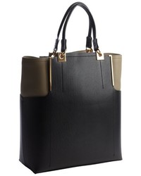Lanvin Black And Taupe Leather Partition Large Tote
