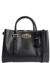 Mulberry Black Leather Bayswater Zip Shopping Tote