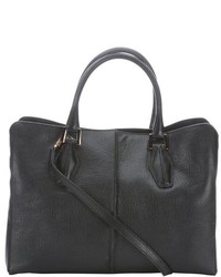 Tod's Black Leather Convertible Tote Bag