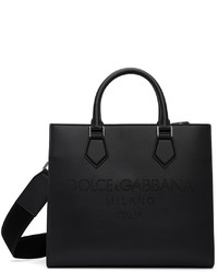 Dolce & Gabbana Black Leather Edge Tote Bag