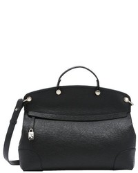 Furla Black Leather Large Piper Top Handle Tote