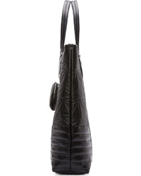 Neil Barrett Black Leather Quilted Prism Tote