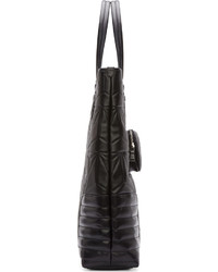 Neil Barrett Black Leather Quilted Prism Tote