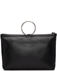 Kara Black Leather Ring Tote