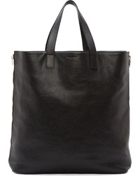 Saint Laurent Black Leather Silver Zip Rider Shopping Tote