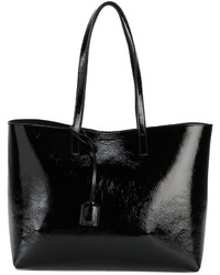 Saint Laurent Black Patent Leather Shopping Tote Bag