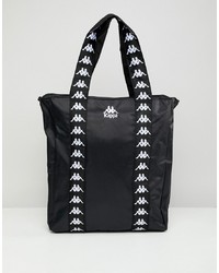 Kappa Black Tote Shopper Bag With Branded Taping White