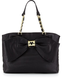 Betsey Johnson Bow Tie Faux Leather Tote Black
