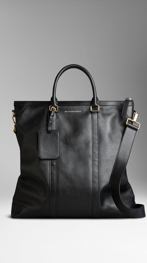 Black XL leather tote bag, Burberry