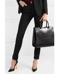 Saint Laurent Cabas Uptown Glossed Leather Tote