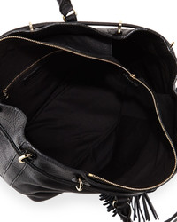 Chloé Chloe Vicki Tassel Leather Tote Bag Black