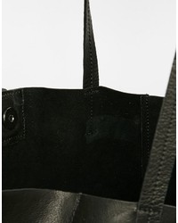 Asos Collection Unlined Leather Shopper Bag With Tie Detail