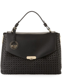 Versace Collection Woven Leather Slouchy Tote Bag Nero