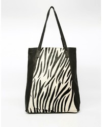 Asos Collection Zebra Leather Shopper Bag