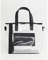 PrettyLittleThing Contrast Detail Shopper Bag In Clear
