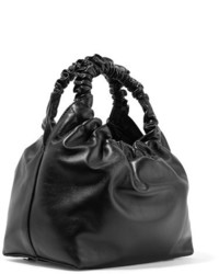The Row Double Circle Small Leather Tote Black
