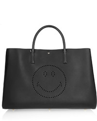 Anya Hindmarch Ebury Maxi Smiley Perforated Leather Tote Black