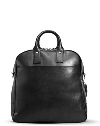 Shinola Flight Zip Leather Tote Bag Black