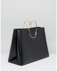 Ted Baker Fold Handle Leather Large Tote Bag