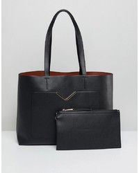 ASOS DESIGN Front Pocket Shopper Bag With Removable Clutch Bag