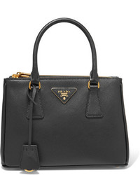 Prada Galleria Mini Textured Leather Tote Black