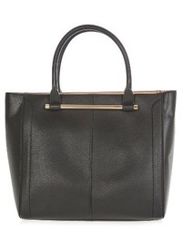 Topshop Halo Bar Handle Faux Leather Tote Black