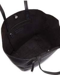 Neiman Marcus Hip Zip Faux Leather Tote Bag Black