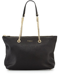 Furla Julia Chain Leather Tote Bag Onyx