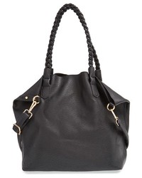 Street Level Junior Slouchy Faux Leather Tote With Pouch Black