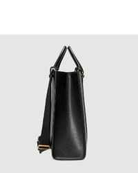 Gucci Leather Tote With Web