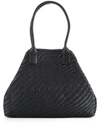 Cole Haan Lena Woven Leather Tote Bag Black